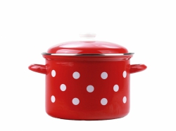 BELIS Smaltovaný hrnec s poklicí PUNTÍK červený 24 cm/8,0l 