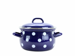 BELIS Smaltovaný hrnec s poklicí PUNTÍK modrý 16 cm/2,0l 