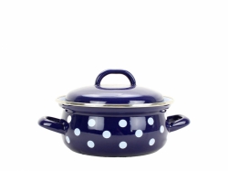 BELIS Smaltovaný rendlík s poklicí PUNTÍK modrý 16 cm/1,4l 