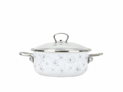 BELIS Smaltovaný rendlík se skl. poklicí PREMIUM bílý 16 cm/1,25l 