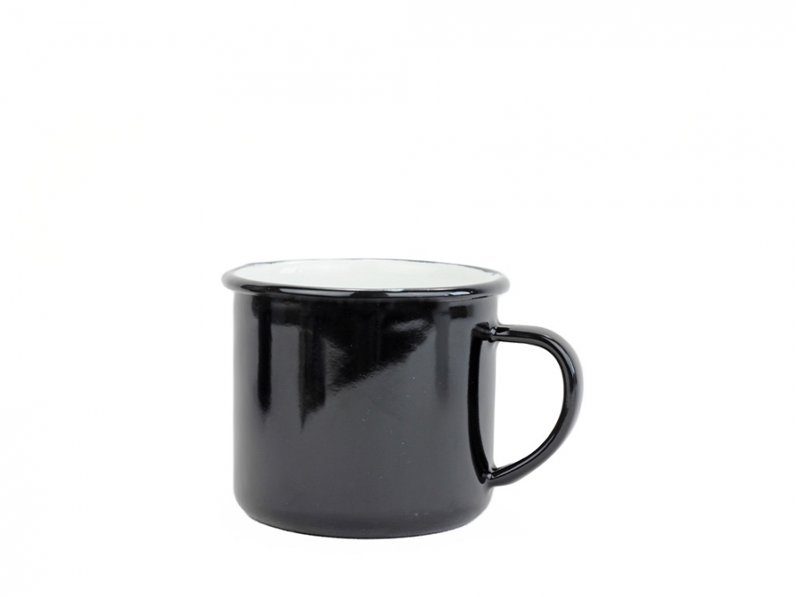 BELIS Smaltovaný hrnek 8 cm/0,35l černá/bílá