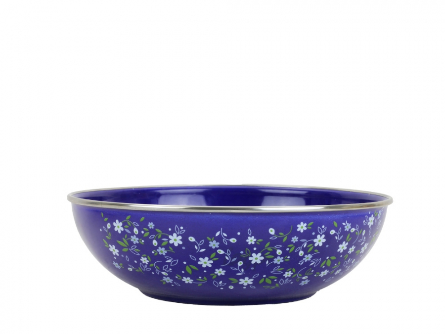 BELIS Smaltovaná miska modrá s dekorem 26 cm/2,5l (2.jakost)